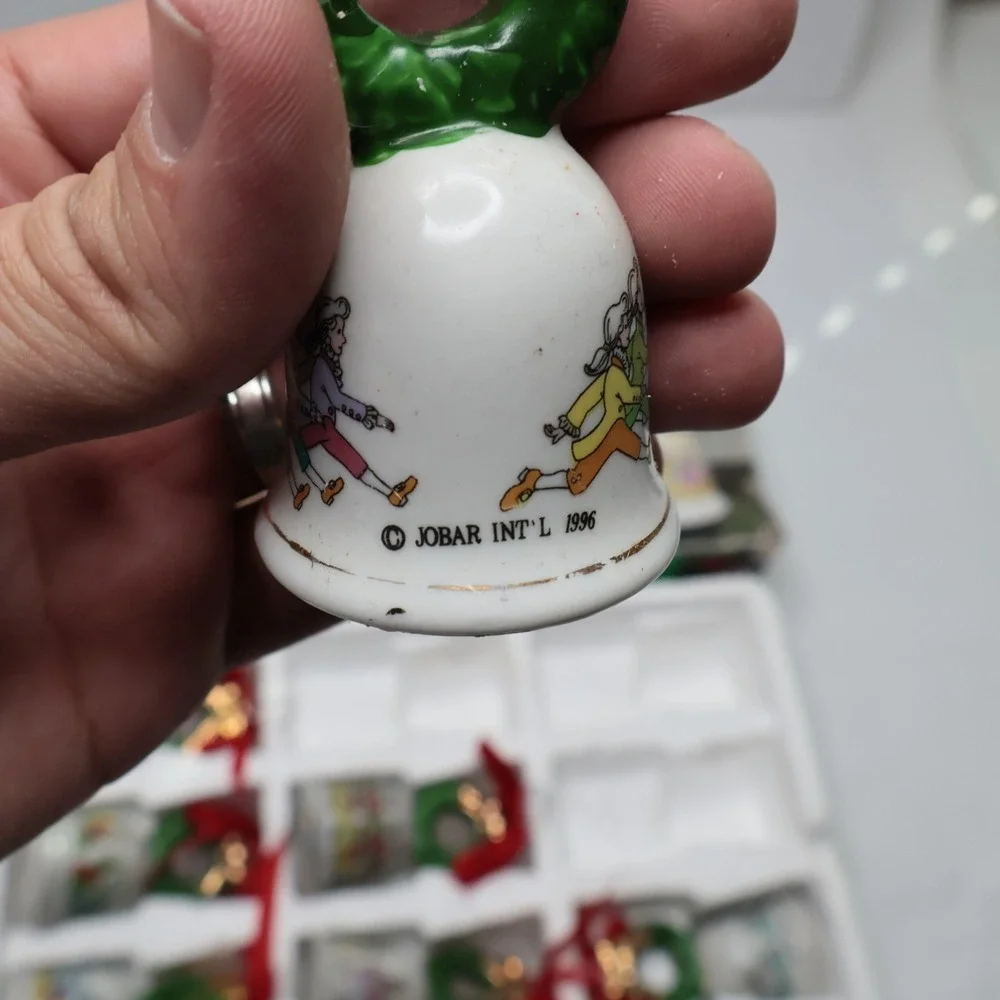 Jobar 12 Days of Christmas Porcelain Bell Ornament Set Vintage 1996 - AS‎ IS